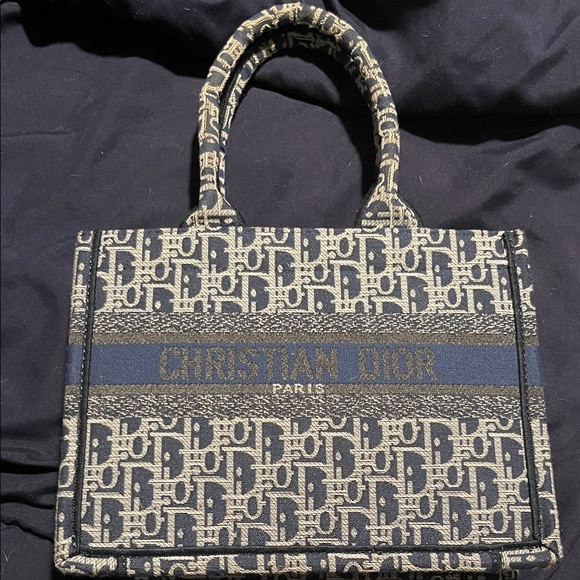 Dior Navy and Cream Monogram Tote - Picture 1 of 5